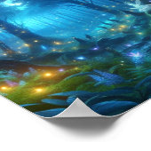 魔法の森とホタル白熱［赤熱］光を放つリー ポスター (角)