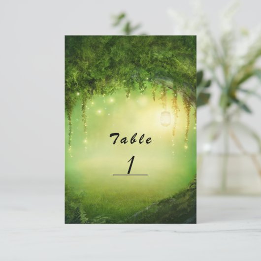 魔法の森と光のウェディングテーブルナンバー 招待状 (スタンド正面)