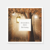 魔法の森と妖精のライト誕生日 スタンダードカクテルナプキン (正面)