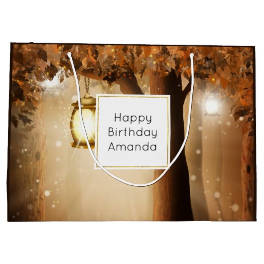 魔法の森と妖精のライト誕生日 ラージペーパーバッグ (裏面)