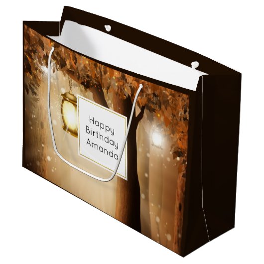 魔法の森と妖精のライト誕生日 ラージペーパーバッグ (正面アングル)