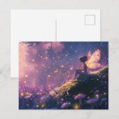 魔法の森に座る魔法の妖精 ポストカード (正面/裏面)