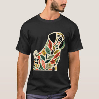 魔法の森のかわいいパグ - スカンジナビアンフォークアート Tシャツ