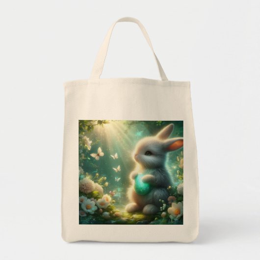 魔法の森のウサギの卵 トートバッグ (正面)