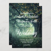 魔法の森のオークの木の妖精のライトの結婚式 招待状 (正面/裏面)