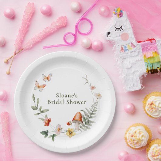 魔法の森のキノコのブライズシャワー ペーパープレート (パーティー)