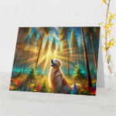 魔法の森のゴールデンレトリバー カード (黄色い花)