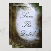 魔法の森のシーン　結婚式のSave The Date 招待状 (正面/裏面)