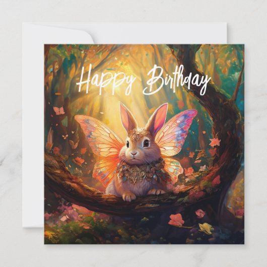 魔法の森のバニーのお誕生日おめでとう カード (正面)