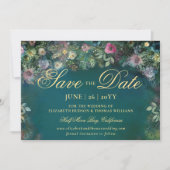 魔法の森のバラアーチ結婚式の日付を保存 招待状 (正面)