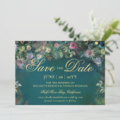 魔法の森のバラアーチ結婚式の日付を保存 招待状 (スタンド正面)