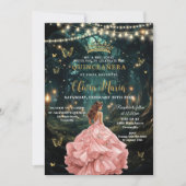 魔法の森のバラ色ドレスのキンチャネラ 16 招待状 (正面)