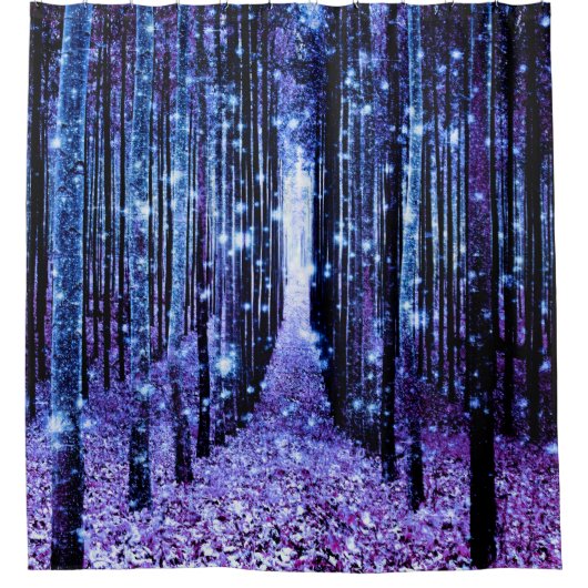 魔法の森のパスパープルブルー シャワーカーテン (正面)