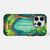 魔法の森のピクセルアートパーソナライズされた名 iPhoneケース (裏面横)