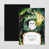 魔法の森のフクロウの誕生日 サンキューカード (正面/裏面)