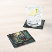魔法の森のフクロウ スクエアペーパーコースター (インサイチュ)