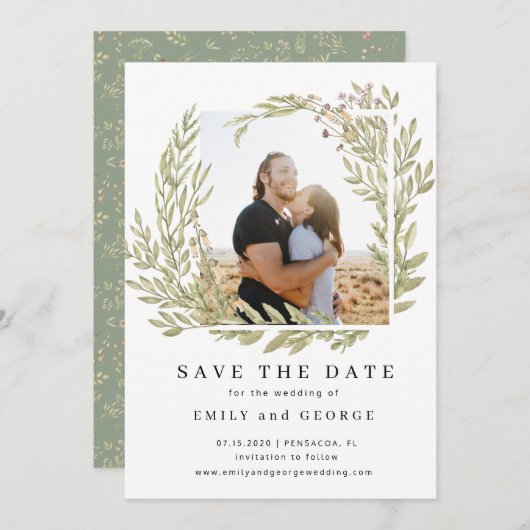 魔法の森のフローラ写真を保存する日付カード セーブザデート (正面/裏面)