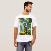 魔法の森の中でふわふわしたベビー恐竜» Tシャツ (正面フル)