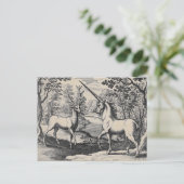 魔法の森の中で一角獣とシカ ポストカード (スタンド正面)