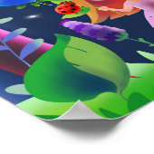 魔法の森の中で花と鳥を持つ少女 ポスター (角)