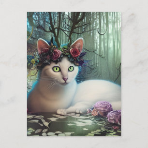 魔法の森の中の猫AIが生み出したアート ポストカード