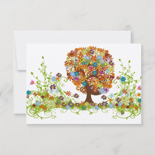 魔法の森の分枝ウェディング返信カード 招待状 (裏面)