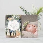 魔法の森の動物たち フォト 1歳の誕生日 招待状 (スタンド正面)