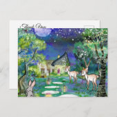 魔法の森の動物とコテージ　サンキュー ポストカード (正面/裏面)