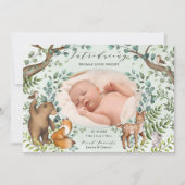 魔法の森の動物の写真誕生のお知らせ 招待状 (正面)