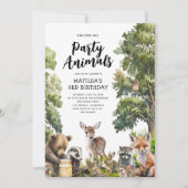 魔法の森の動物の誕生日パーティー 招待状 (正面)