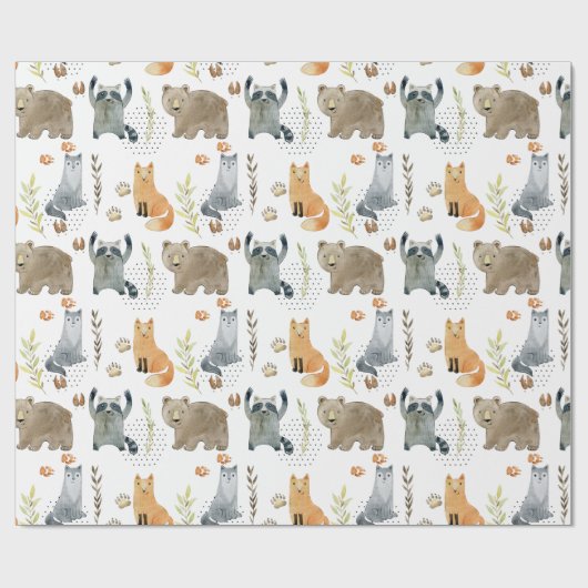 魔法の森の動物の赤ちゃんシャワー贈り物 ラッピングペーパー (フラット)