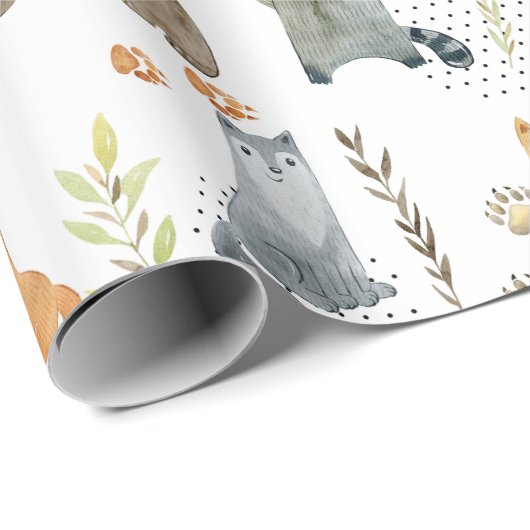 魔法の森の動物の赤ちゃんシャワー贈り物 ラッピングペーパー (ロールコーナー)