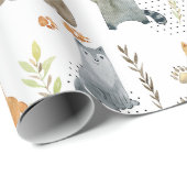 魔法の森の動物の赤ちゃんシャワー贈り物 ラッピングペーパー (ロールコーナー)