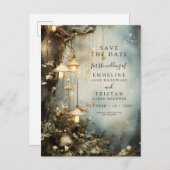 魔法の森の吊るしランタン ウェディング 案内ポストカード (正面/裏面)