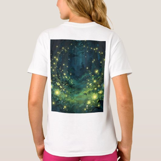 魔法の森の夜の輝き Tシャツ (裏面)