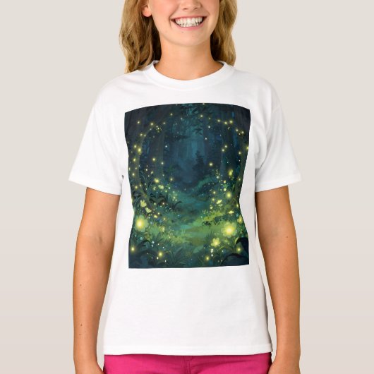 魔法の森の夜の輝き Tシャツ (正面)