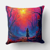 魔法の森の女の子の孤独デザイン クッション (裏面)