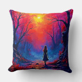 魔法の森の女の子の孤独デザイン クッション (正面)