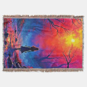 魔法の森の女の子の孤独デザイン スローブランケット (正面)