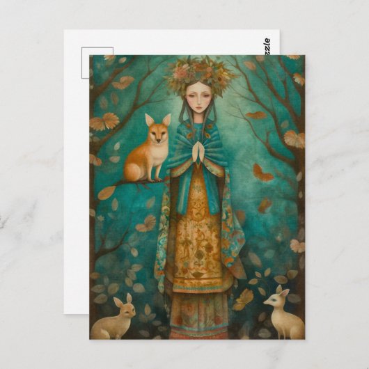 魔法の森の女性はがき ポストカード (正面/裏面)