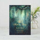 魔法の森の妖精とエメラルドグリーンの40歳の誕生日 招待状 (スタンド正面)