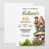 魔法の森の妖精の家 誕生日 招待状 (正面/裏面)