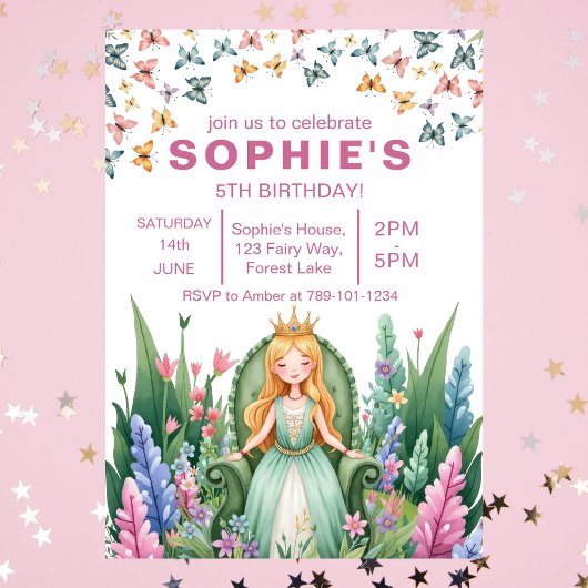 魔法の森の妖精プリンセスの誕生日 招待状