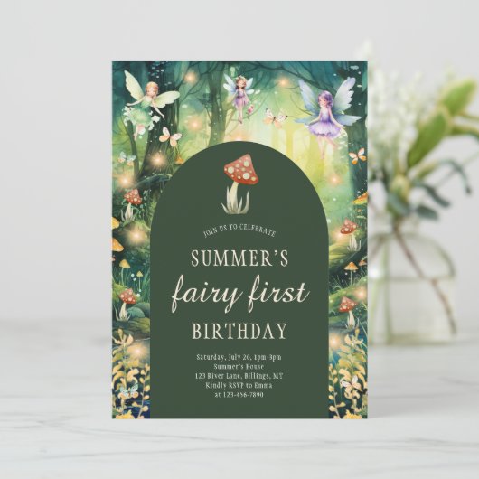 魔法の森の妖精 初めての女の子の誕生日パーティー 招待状 (スタンド正面)