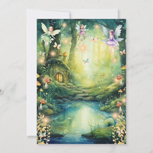 魔法の森の妖精 初めての女の子の誕生日パーティー 招待状 (裏面)