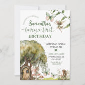 魔法の森の妖精　1歳の誕生日パーティー招待状 招待状 (正面)