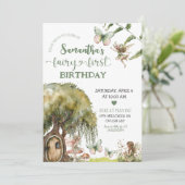 魔法の森の妖精　1歳の誕生日パーティー招待状 招待状 (スタンド正面)