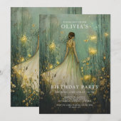 魔法の森の少女　おとぎ話の誕生日 招待状 (正面/裏面)