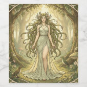 魔法の森の幻想的な女性 ワインラベル (シングルラベル)