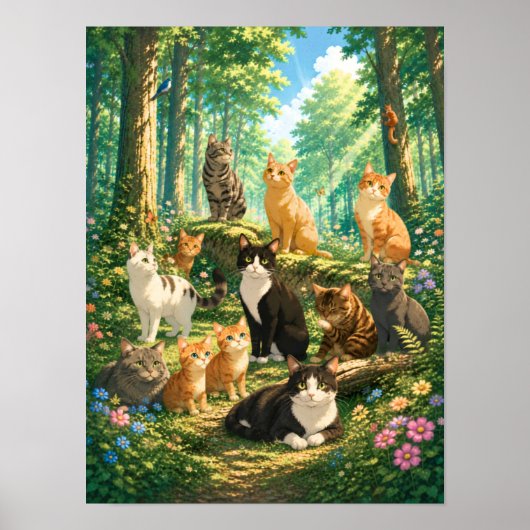 魔法の森の幻想的な猫たち ポスター (正面)